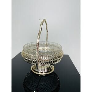 Sugar Bowl Queen Anne Mayell Silver Plated Glass Clear Original Home